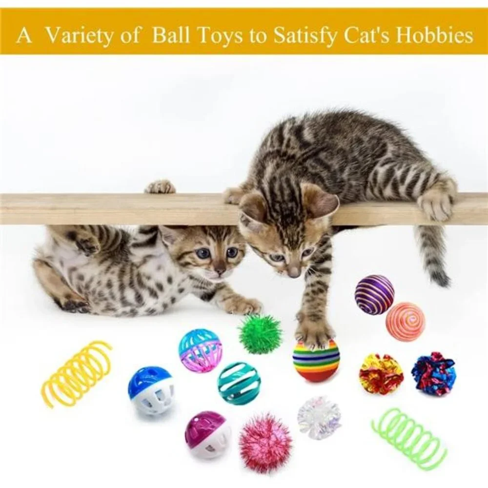 Cat Toys Kitten Assortment - Rainbow, Crinkle, Sparkle, Bell & Sisal